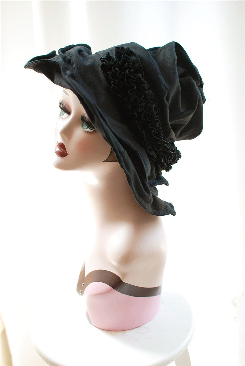 sundayhalo Shapable Black Linen Witch Hat