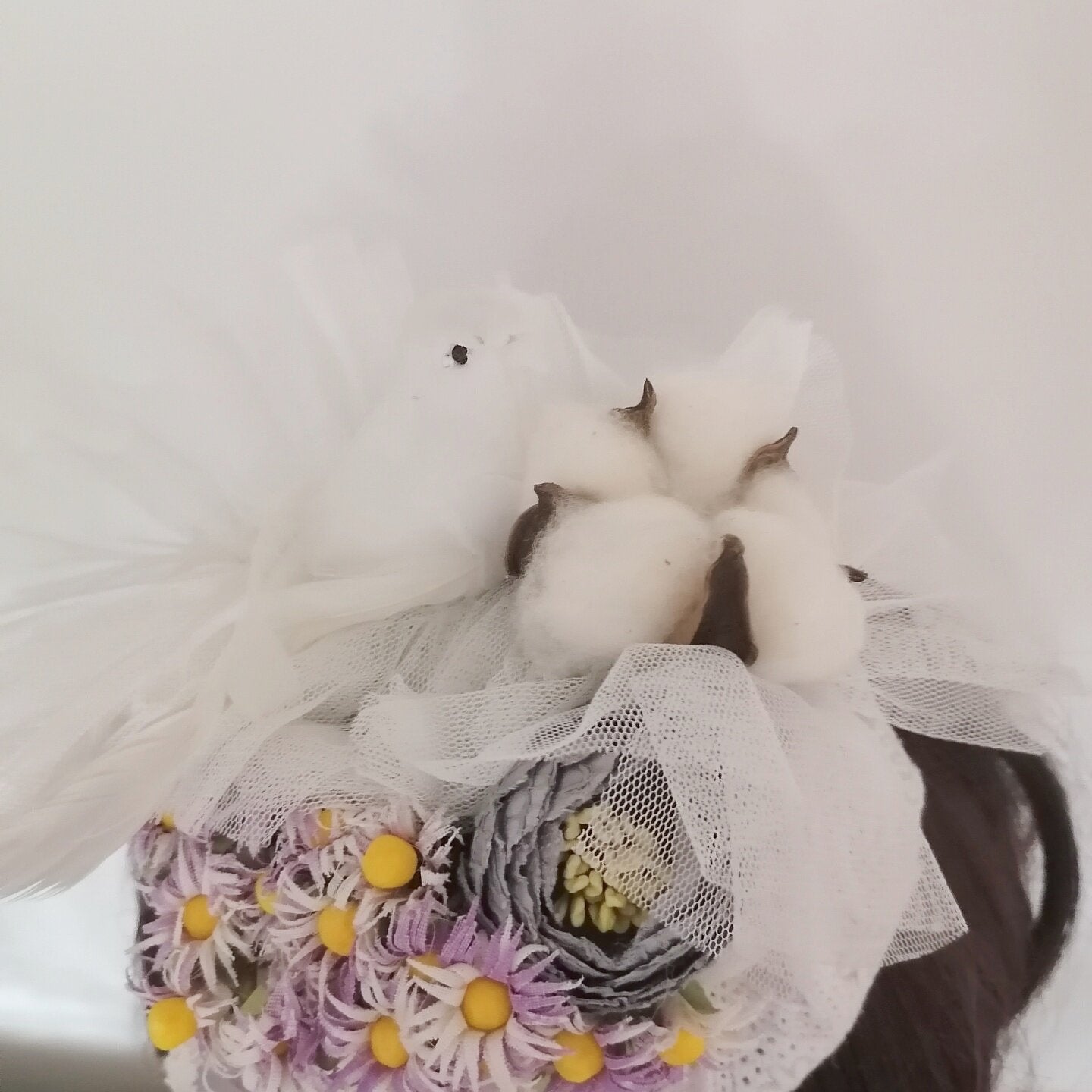 sundayhalo Forest‑Style Handmade Floral Fascinator, Cute Bird Decor Open‑Top Hat With Ribbon Tie