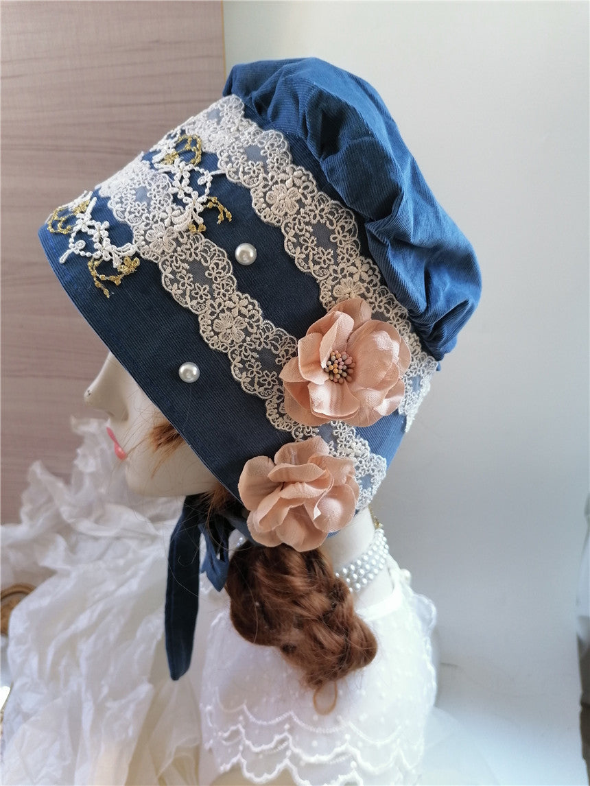sundayhalo Victorian Floral Pearl Embellished Bonnet