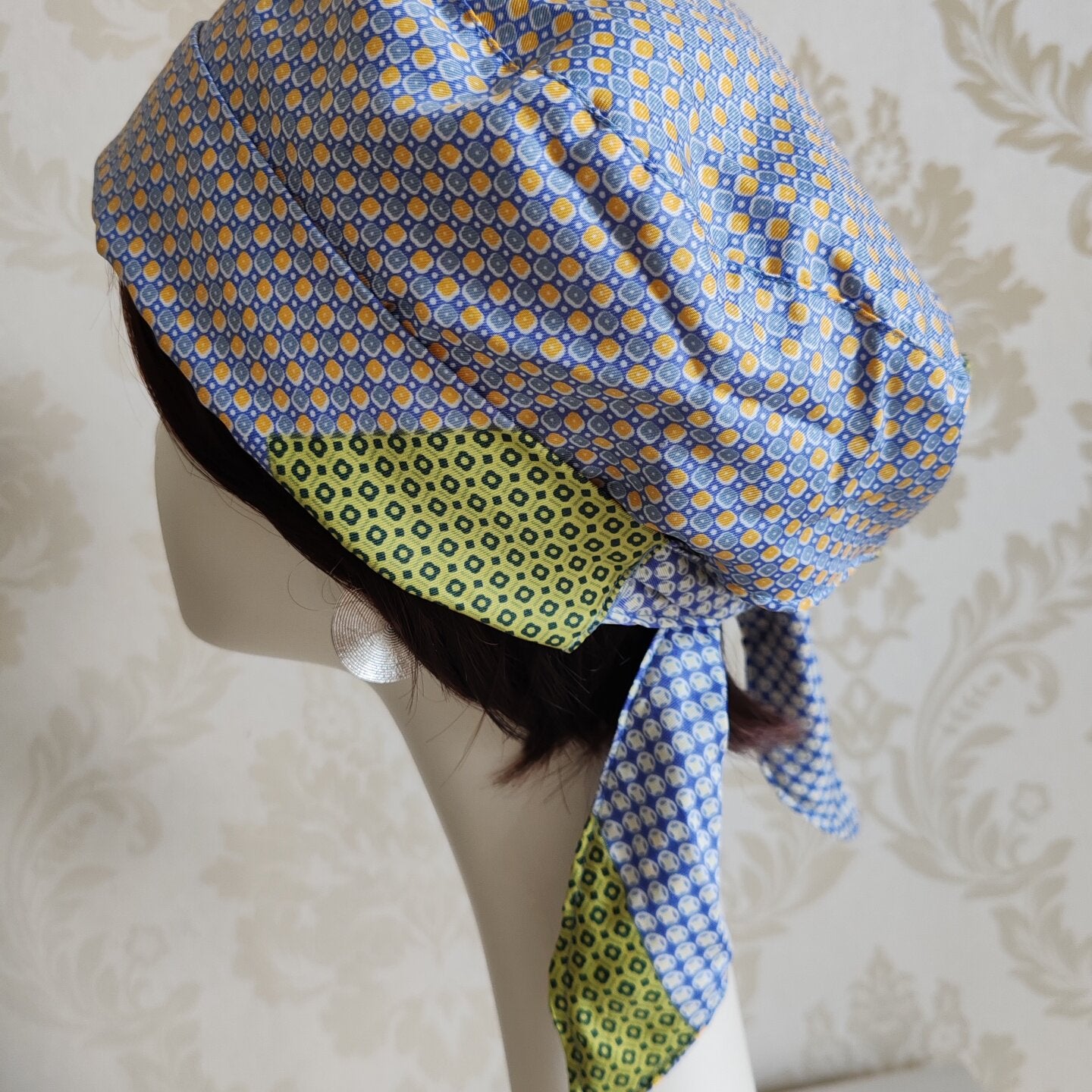 sundayhalo Retro Geometric Print Head‑Tie Turban