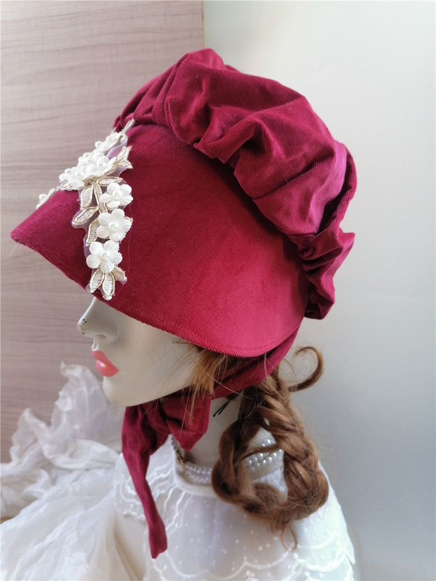 sundayhalo Victorian Floral Pearl Embellished Bonnet