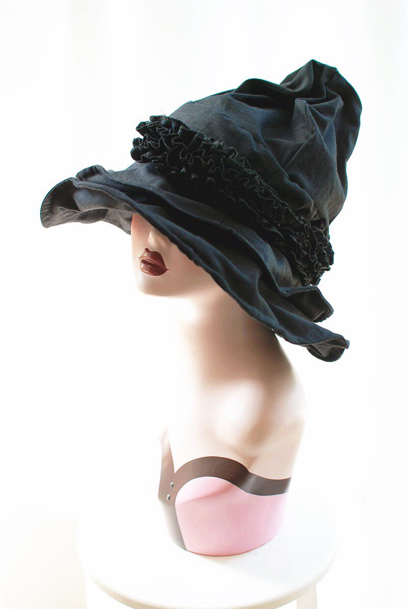 sundayhalo Shapable Black Linen Witch Hat