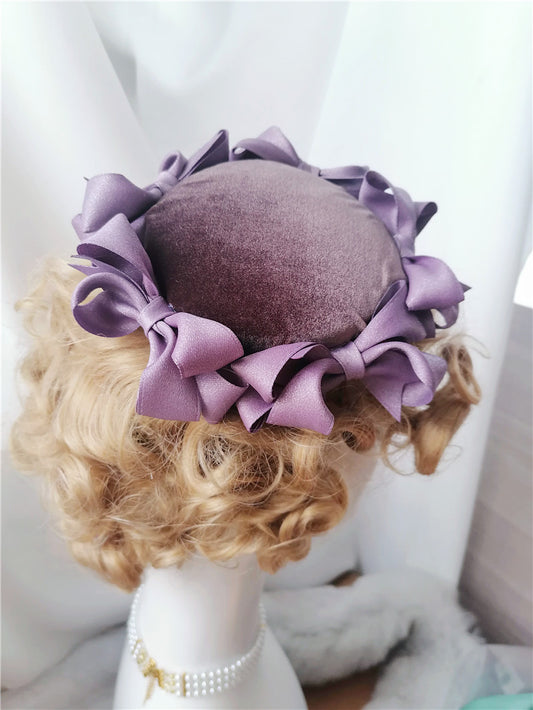 sundayhalo Retro Purple Bow Fascinator Hat, Vintage Headpiece for Wedding, Banquet & Portrait Photography