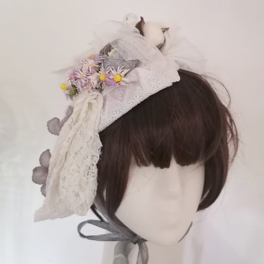 sundayhalo Forest‑Style Handmade Floral Fascinator, Cute Bird Decor Open‑Top Hat With Ribbon Tie