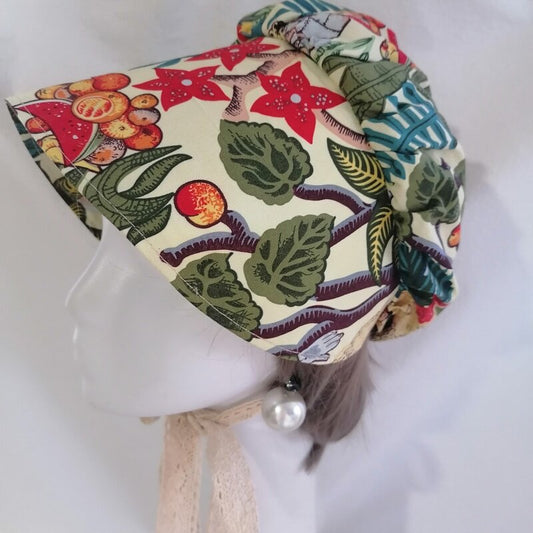 sundayhalo Cottagecore Floral Cotton Sun Hat, Wide Brim Soft Bonnet with Lace Chin Strap