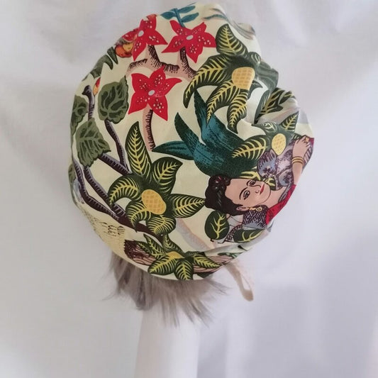 sundayhalo Cottagecore Floral Cotton Sun Hat, Wide Brim Soft Bonnet with Lace Chin Strap
