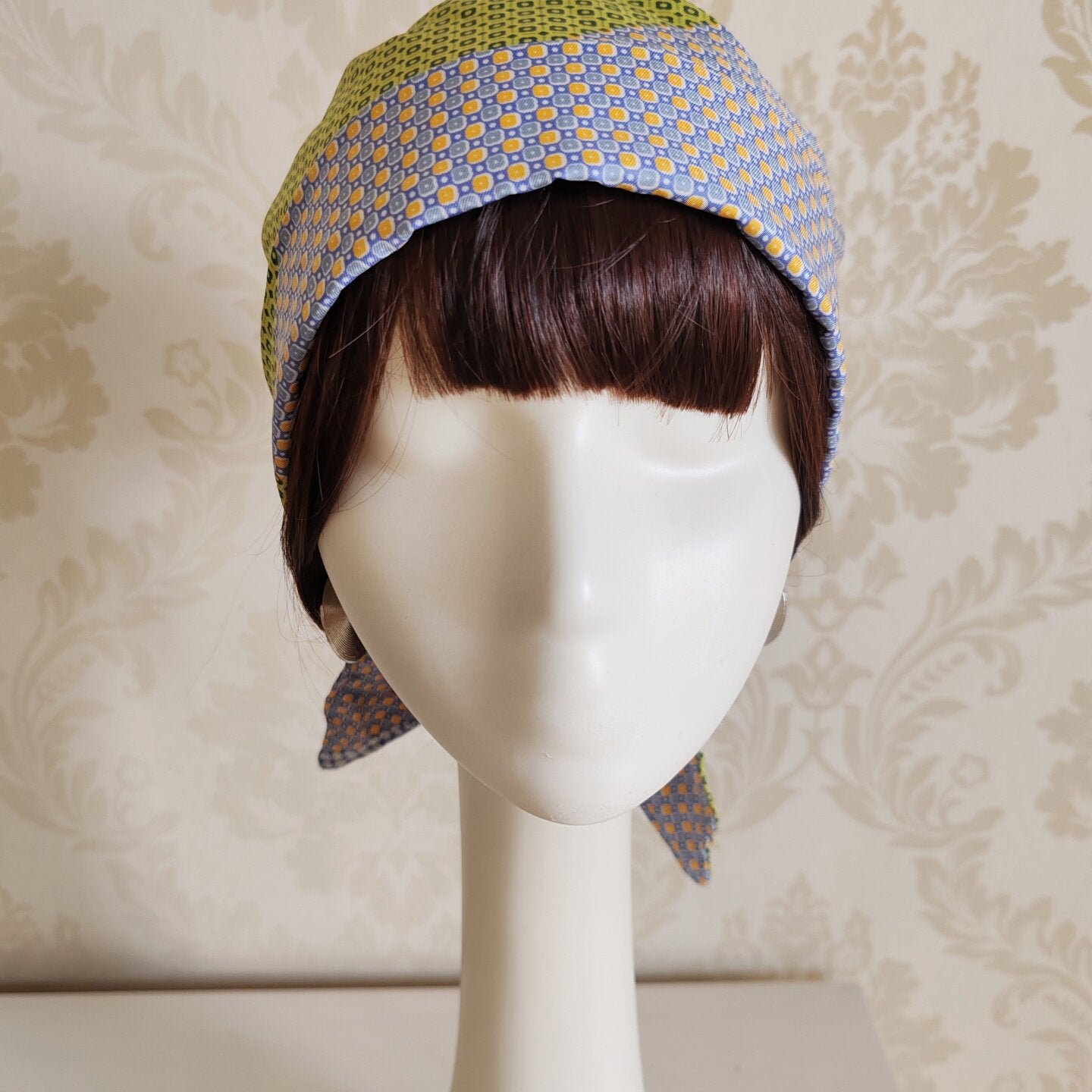sundayhalo Retro Geometric Print Head‑Tie Turban