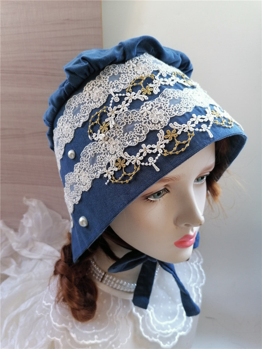 sundayhalo Victorian Floral Pearl Embellished Bonnet