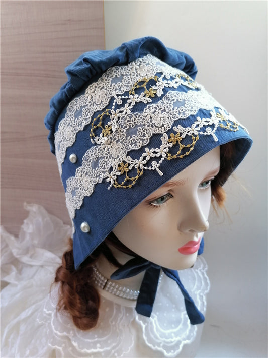 sundayhalo Victorian Floral Pearl Embellished Bonnet