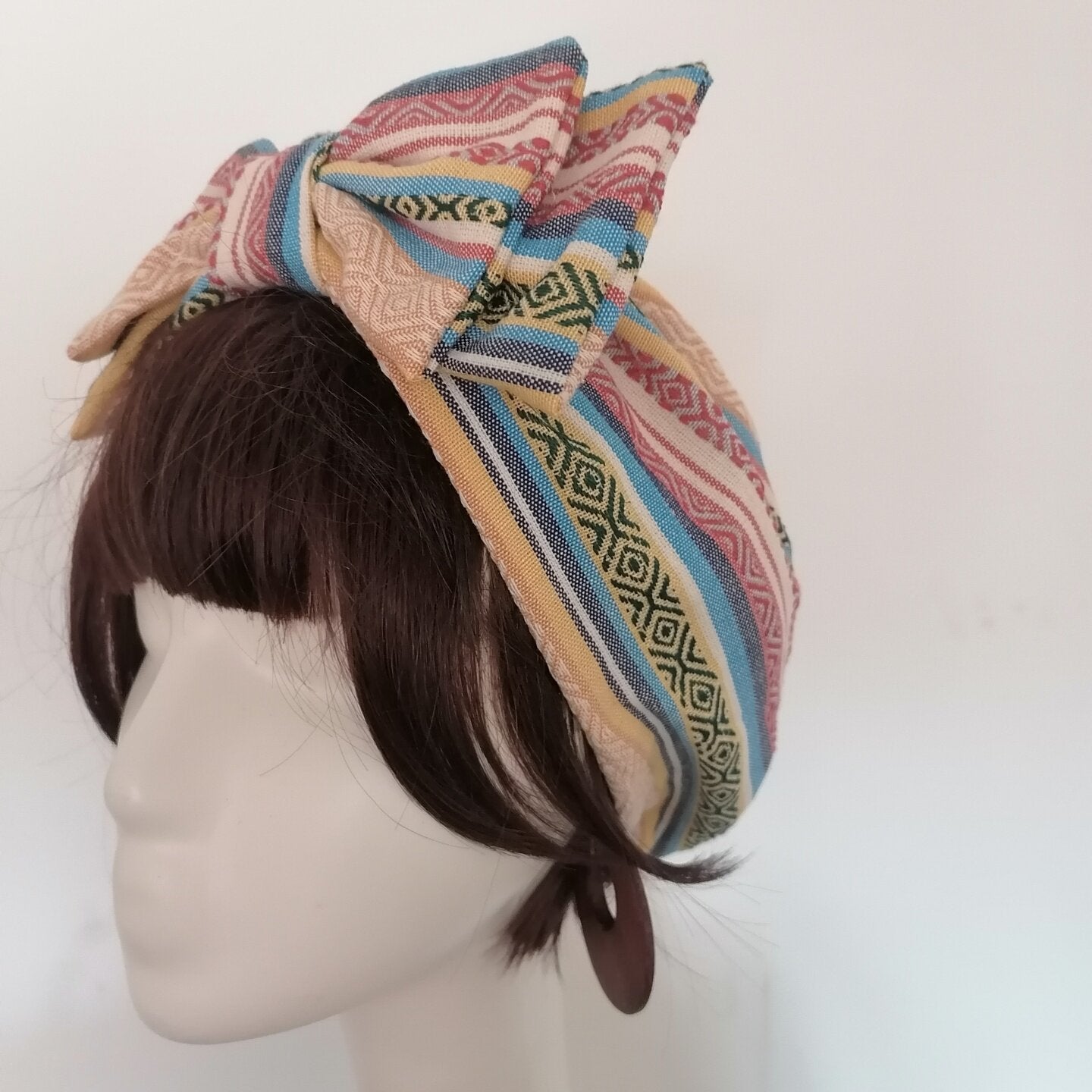 sundayhalo Retro Striped Bow‑Knot Turban