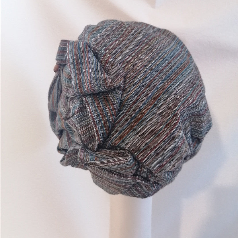 sundayhalo Hand‑Crafted Vintage Striped Turban Hat for Women