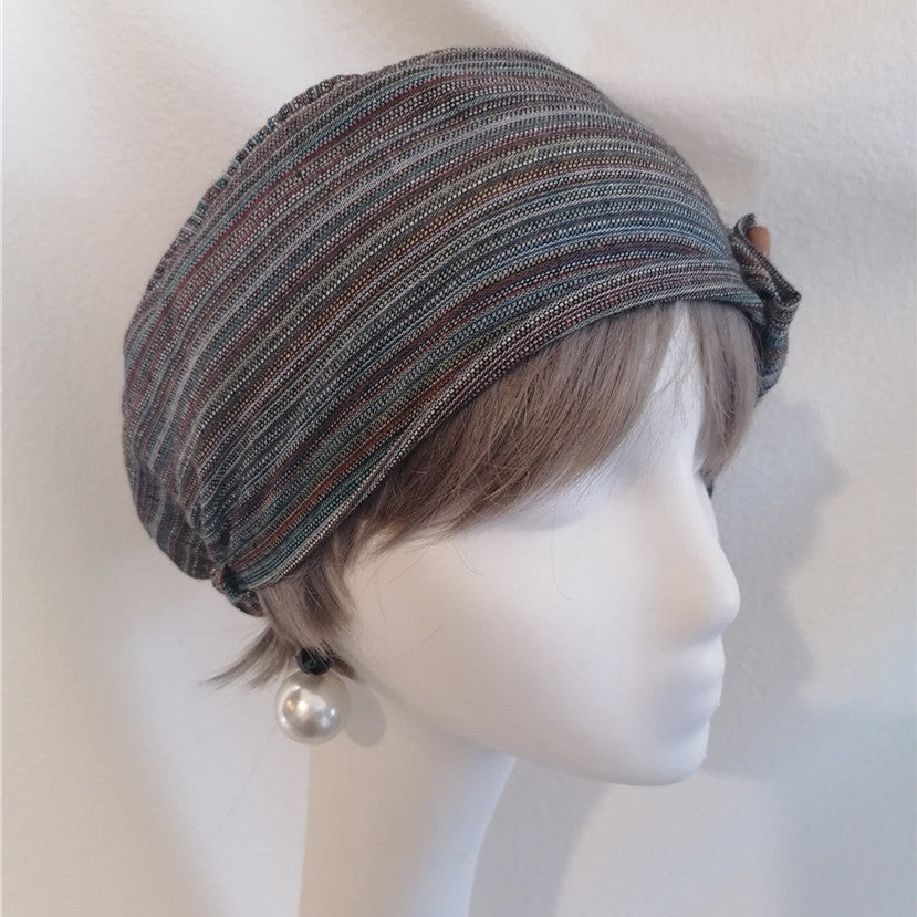 sundayhalo Hand‑Crafted Vintage Striped Turban Hat for Women