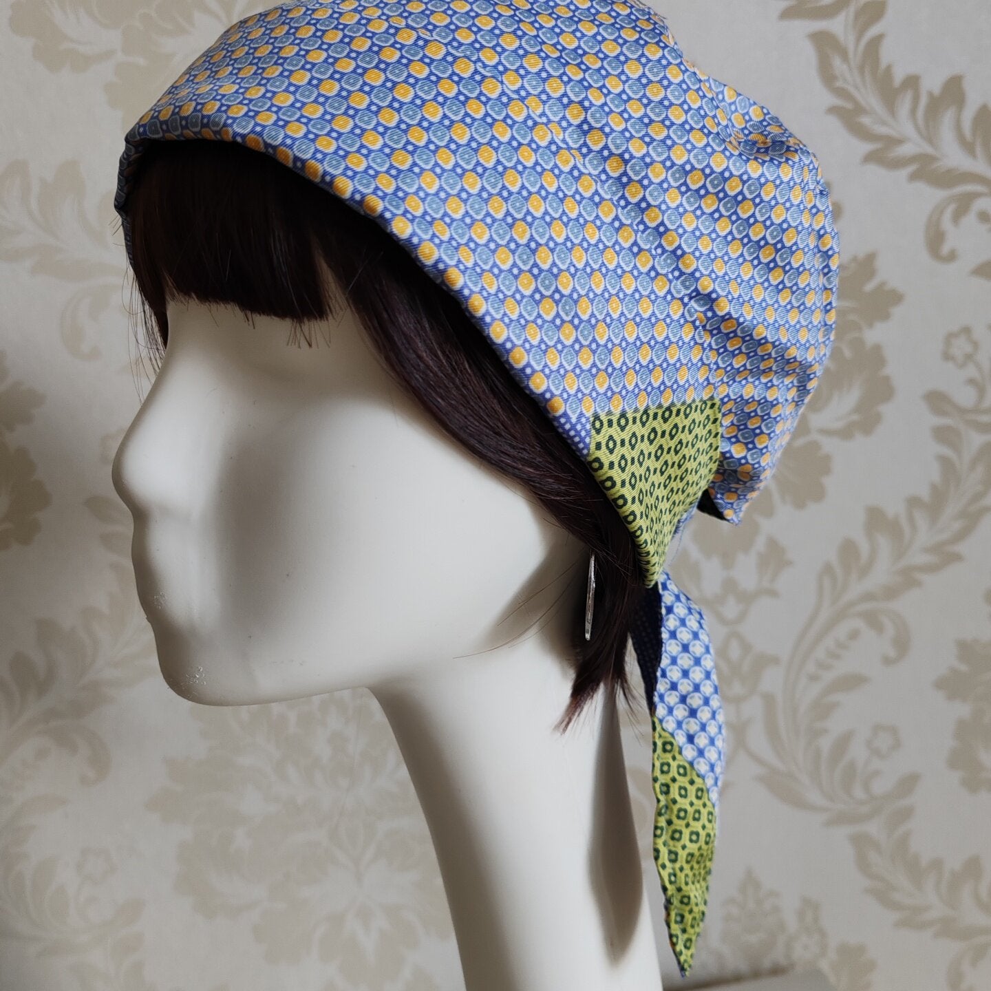 sundayhalo Retro Geometric Print Head‑Tie Turban